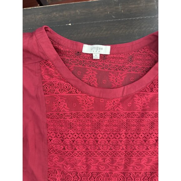 Umgee Burgundy Lace Front Tunic Dress Size Small - Picture 2 of 3